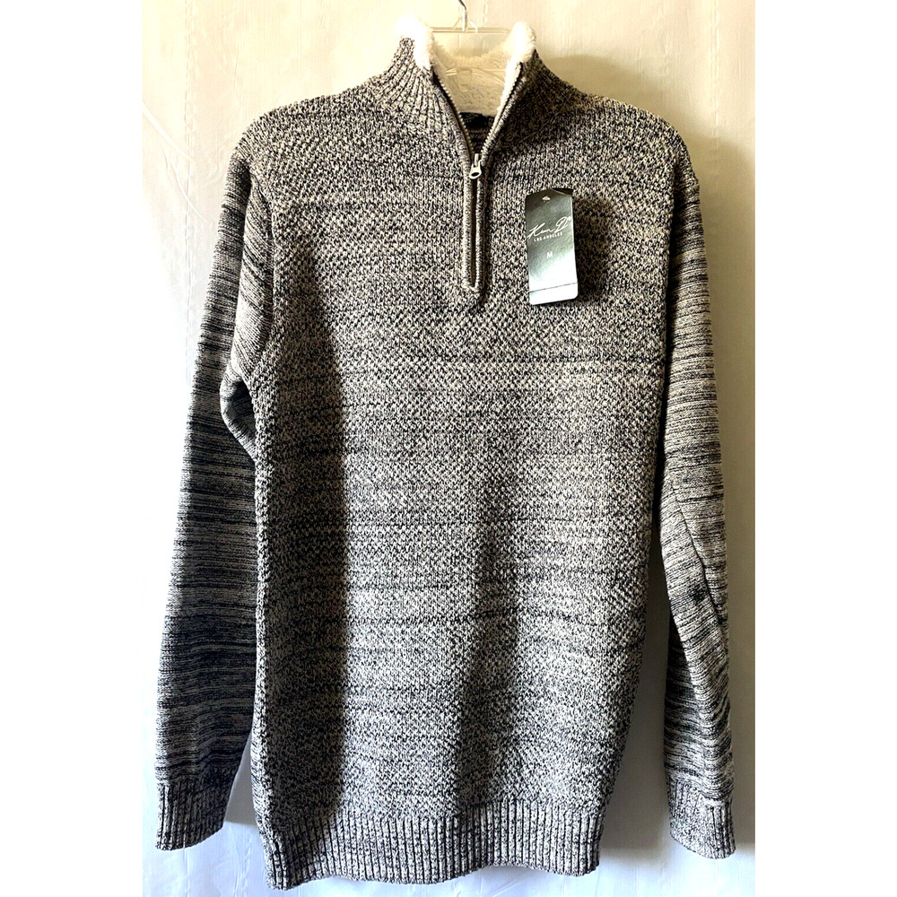 Kian D Men Women Fleece Pullover Jacket Gray 1/4 Zip Up Mock Neck M